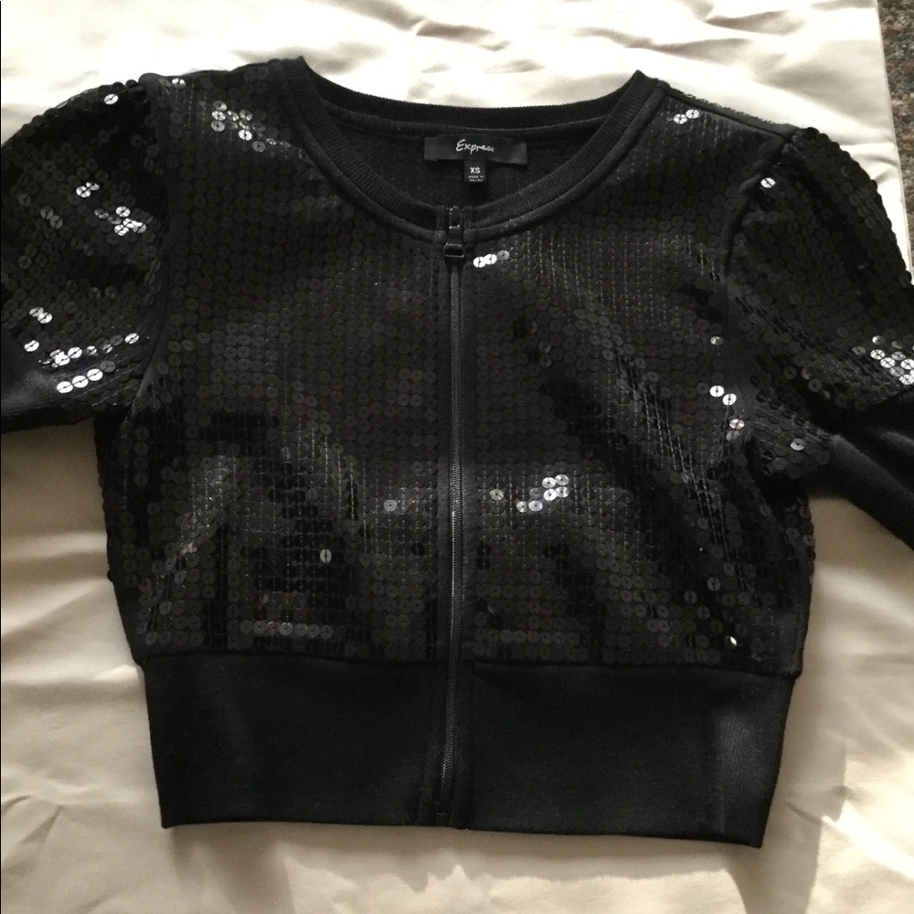 Express Black sequin crop jacket